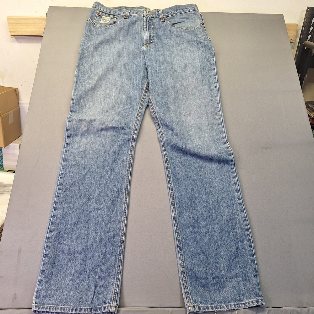 Cinch Up Mens Blue Denim Jeans 38x38 Medium Wash Straight White Label Western